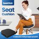 SweetSlubr Seat Cushion for Tailbone Pain Relief, Office Chair Cushion, Memory Foam Large Chair Cushion with Non-Slip Cover for Soft Support at Office Chair, Car Seat, Airplane Black/XLarge