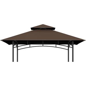 Grill Gazebo Replacement Top, 5 * 8 Outdoor BBQ Top Cover, Double Layer BBQ Gazebo Top Canopy for Model #L-GG001PST-F (Brown)