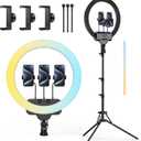 18" Ring Light Kit with 82" Foldable Stand, CRI 95 2700-6500K Color Temperature Dimmable LED Light for Selfie Live Streaming Tiktok Makeup Video Recording Vlog Barber Photography, with Bag & Remote