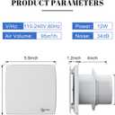4'' Bathroom Exhaust Fan, Wall Mount Bathroom Vent Fan, Window type Ventilation Fan, 34dB Low Noise, 12W, IPX4, 56CFM, 4 inches Duct for Living Room, workshop, Garage and Laundry Room