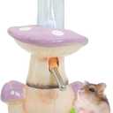 PINVNBY Mushroom Ceramic Hamster Water Bottle 80ML Automatic Gerbil Water Bottle Non Drip with Stand Vertical Hamster Water Dispenser for Guinea Pigs Gerbils Rats Mice (Purple)