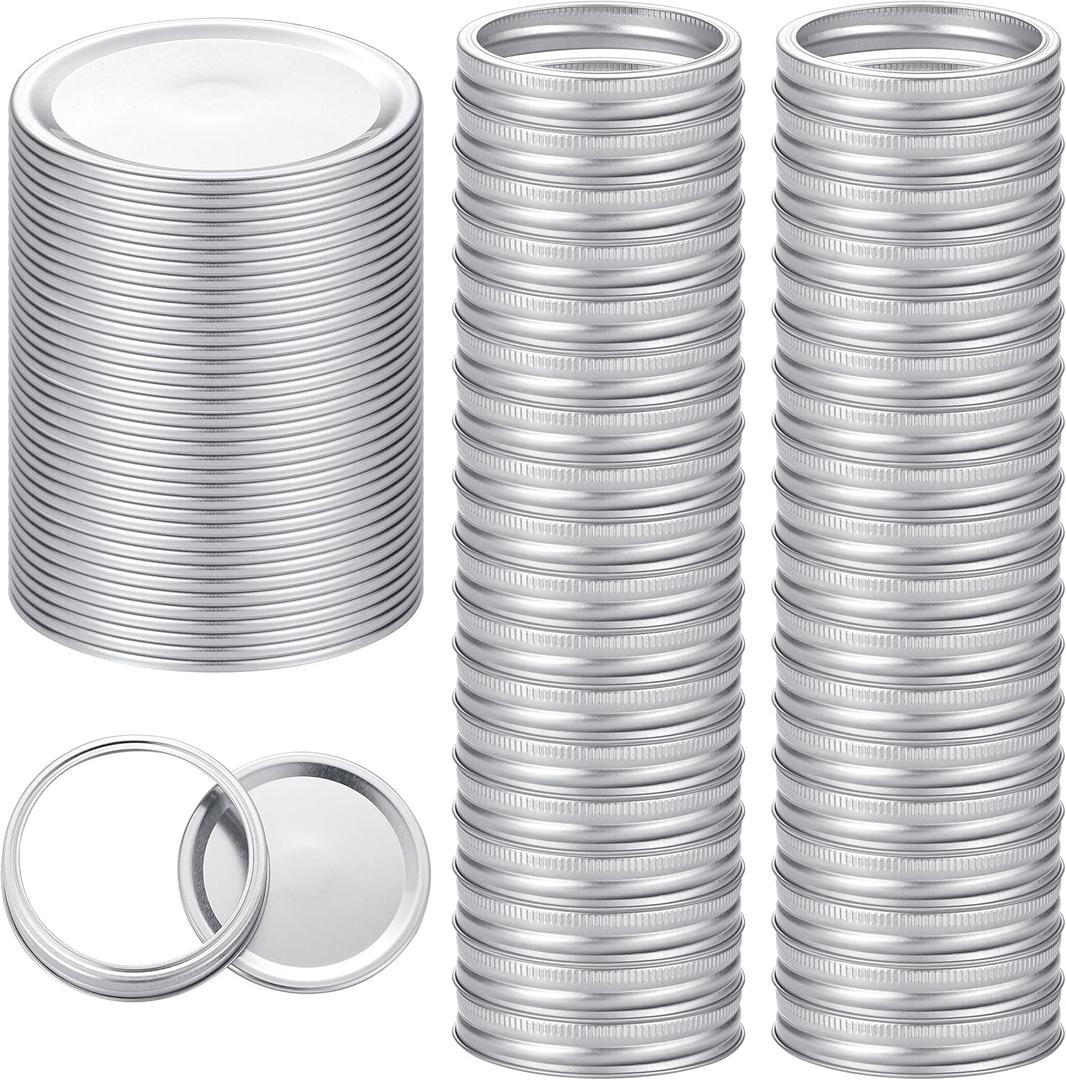 72Pcs Canning Lids with Rings Wide Mouth, for Ball, Kerr Jars - Split-Type Metal Mason Jar Lids for Canning - 100% Fit & Airtight for Regular Mouth Jars (36Lids+36Rings for Wide Mouth)