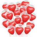 20 pcs Valentine's Day Clear Round Balloons with Red Heart Balloons 2 Sizes Bobo Balloons Transparentes Clear Balloon Stuffing for Valentine's Day Anniversary Party Room Decor(15inch 20inch)