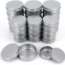 32 Pieces Screw Lid Round Aluminum Tins Empty Metal Jars Spice Lip Balm Candle Storage Containers Travel Cans, 2oz & 1oz Mixed Sizes (Silver)