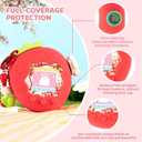 Strawberry Bubble Protective Case for Tamagotchi Paradise, Soft TPU Silicone Cover with Faceplate, Flower Shaped Zoom Dial Cap & Charms Set, Anti-Scratch & Waterproof (Red)