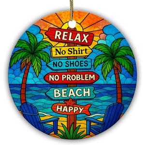 Velyra Christmas Ornament 2025  Beach Ornament Relax No Shirt No Shoes No Problem Beach Happy, Coastal Christmas Tree Decoration, Vacation Keepsake Gift for Ocean & Summer Lovers