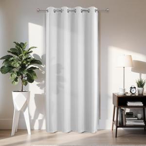 Joydeco Blackout Door Curtain for Doorway Privacy 84 Inches Long, Grommet Closet Curtain for Open Closet, Room Divider for Bedroom Living Room (Greyish White 52Wx84L, 1 Panel)