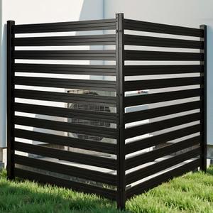2 Panels No Dig Metal Privacy Fence Screen, 42" H x 38" W Outdoor Air Conditioner Fence, Trash Can Privacy Fence for Pool Equipment Enclosure, Decorative Garden Backyard