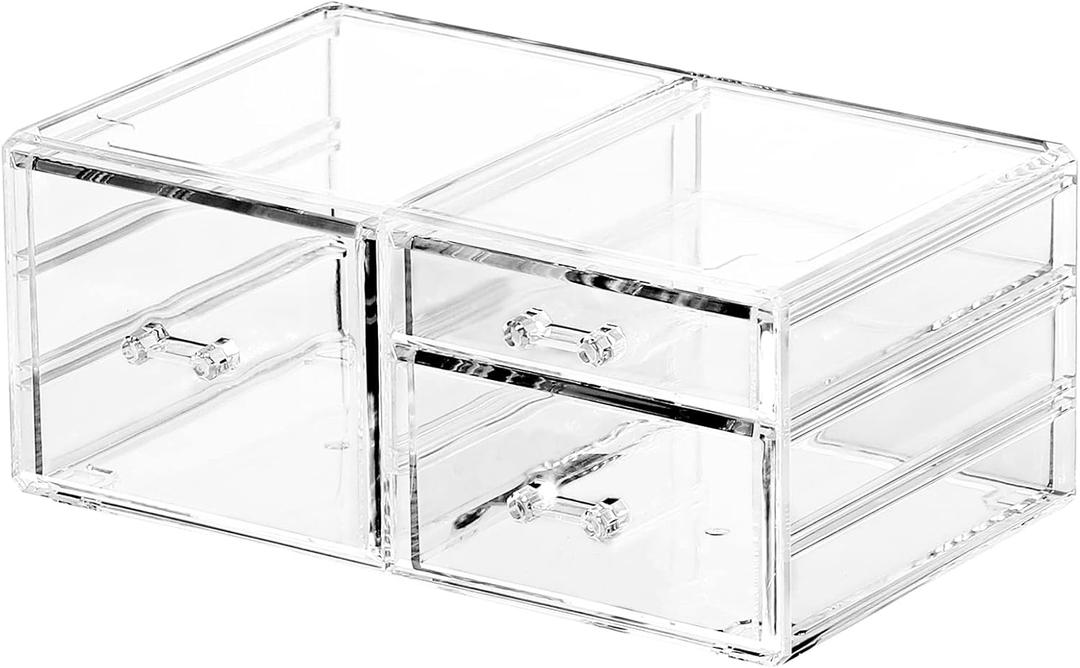 Cq acrylic Stackable Make Up Organizing With 3 Drawers,Clear Drawer Organizer for Vanity Counter,Large Plastic Makeup Storage Organizer for Bathroom,Craft,Accessory,Beauty Supplies,Pack of 1