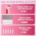 Stitch Gun for Clothes With Storage Box, Handheld Stitch Gun Quick Clothing Fixer Micro Sewing Tagging Gun Kit for Clothing One Stitch Sewing Gun Includes Needles Fasteners (Pink