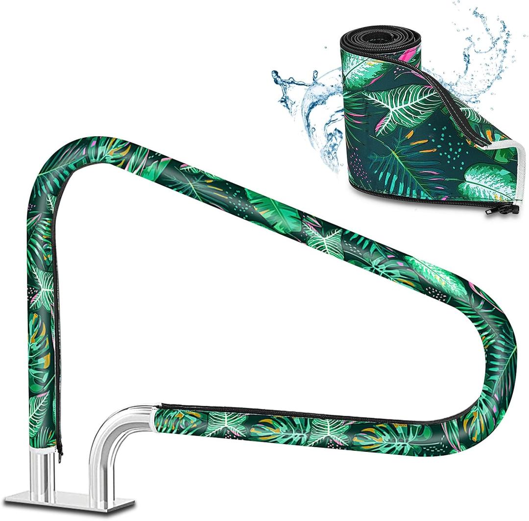 Pool Handrail Cover, 6 Feet Zippered Swimming Pool Hand Railing Covers Anti-Scald Slip Resistant Safety Pool Hand Rail Grip Handles Sleeve for Swimming Pools Ladder Hand Railing Grips-Green