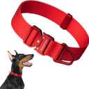 Dog Collar Pro, Soft Lightweight Dog Collar Metal Buckle Quick Release Heavy Duty Adjustable Nylon Collar for Training Walking for Medium Large Dogs (Vivid Red, L)