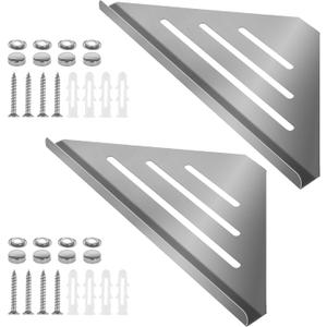 2 Pcs 304 Stainless Steel Shower Corner Shelf with Screws, Triangle Shower Caddy Coner Organizer Metal Corner Shelf Wall Mount Soap Holder for Bathroom, Kitchen Organization