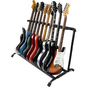 Rok-It Gator Multi Guitar Stand Rack with Folding Design, Holds up to 10 Electric or Acoustic Guitars (RI-GTR-RACK10)
