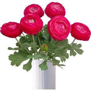ATFL Rose red Ranunculus Artificial Flowers,6 Pcs Artificial Faux Silk Ranunculus Flowers with Real Touch Stems,Fake Peony Flowers for Floral Arrangements DIY Wedding Bouquet Party Table Home Decor ATFL Rose red Ranunculus Artificial Flowers,6 Pcs Artificial Faux Silk Ranunculus Flowers with Real Touch Stems,Fake Peony Flowers for Floral Arrangements DIY Wedding Bouquet Party Table Home Decor