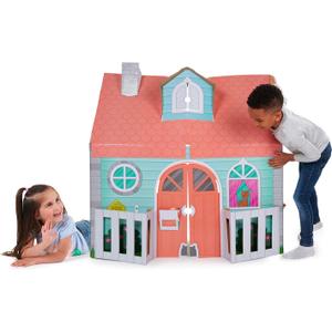 Pop2Play Kids Playhouse  Sturdy and Eco-Friendly Carboard House Folds Flat for Easy Storage  Role Play Toy for Girls and Boys
