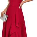 DRESSTELLS Women's Cocktail Party Dress, Formal Wedding Guest High Low Dress, Fit Flare Holiday Prom Dress (Large, Red)