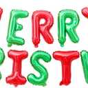 Merry Christmas Letter Balloons Banner, Christmas Backdrops for Photography, Red and Green (Red&Green)