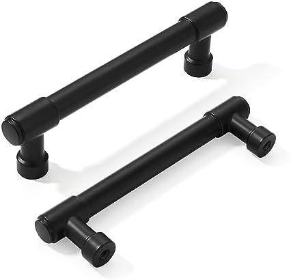 khtumeware Matte Black Cabinet Pulls - Center to Center 4" (Approx. 102MM) - Pack of 5 - Kitchen Handles for Cabinets Cupboard Handles Drawer Pulls