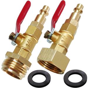 Lomodo Winterize Blowout Adapter Winterizing Tool with 1/4" Quick Connect Plug and 3/4" Garden Hose Threading, Brass Quick Fitting with Ball Valve for Blowing Out Water to Winterize Water Lines