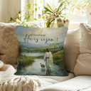 He is Risen Easter Throw Pillow Covers - Christian Religious Easter Lamb Decor, Jesus Walking on Water Decorations Pillow Covers for Home Bedroom Couch