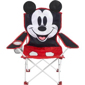 Disney Mickey Mouse Figural Folding Camp Chair for Kids, Portable Outdoor Chair with Carrying Case, Lightweight and Durable, Indoor/Outdoor Seating for Ages 3+, Perfect for Camping or Backyard