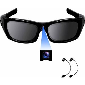 Camera Glasses HD 1080P Video Glasses Bluetooth Sunglasses Camera UV Protection Polarized Lens Sport Action Cam with Earphones for Travel, Cycling, Driving and Other Outdoor Sports