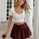 Avidlove Women Ruffle Skirt Ruched Waist Short Skirts Sexy Glitter Skirt Mini Lingerie Skirts (XX-Large Short, Dark Red)