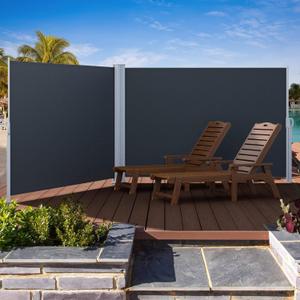 YITAHOME 236''X 78'' Double Side Awning Retractable Side Awning Folding Privacy Screen Privacy Fence Waterproof UV-Resistant Awning Outdoor for Garden, Deck, Patio, Pools, Balcony, Gray