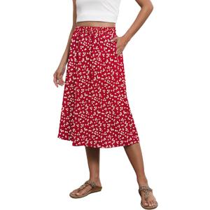 Witsmile Flowy Skirt Elastic High Waist A-Line Skirt with Pockets Bohemia Cover-up for Women 2026 Trendy(S-2XL)