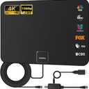 TV Antenna Indoor, Digital Amplified Indoor HDTV Antenna, 1080p VHF UHF Television Local Channels Detachable Signal Amplifier and 16.5ft Long Coax Cable (Black)