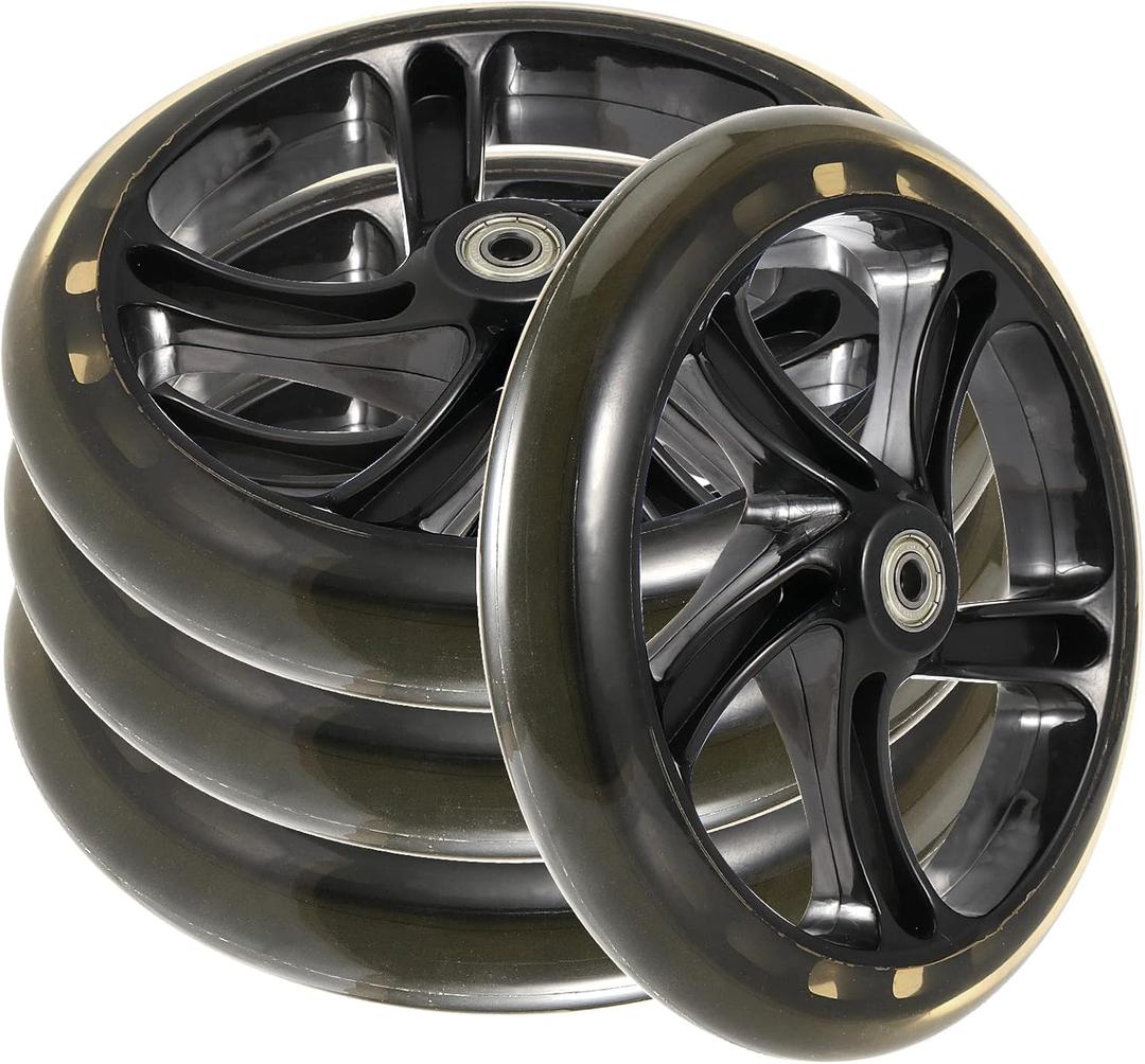 SEUNMUK 4 Pack 8 Inch /200mm Scooter Replacement Wheels, Adult Teen Kick Scooter Wheel Solid Replacement Wheels Set with ABEC-11 Bearings for Most Push Kick Scooters, Black