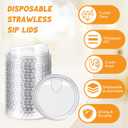 100 Count 98mm/3.86inch Strawless Sipper Lids, Clear Pet Lids for Plastic Cup Disposable Cover for Cold Brew, Coffee, Beer, Cocktail, Wine or Beverage Cups (Slip 2)