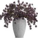 3 Pcs Plum Faux Berry Stems Artificial Dusty Sedum Berry Stems Picks Branches Faux Spray for DIY Holiday Farmhouse Home Mantel Harvest Decorations (32 Inch)