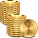 Nuogo 20 Pieces Stainless Steel Gold Plates 5.5 Inch Gold Dinner Plates Metal Serving Tray Dessert Dishes for Bbq, Salad, Snack, Desserts, Food Serving, Outdoor Camping