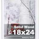 Egofine 18x24 Solid Wood Picture Frame, Made of Solid Wood Covered by Plexiglass 16x20 with Mat 18x24 without Mat, Poster Frame for Wall Mounting Photo Frame Vertically or Horizontally, White