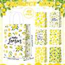 Yeaqee 48 Pcs Lemon Gift Bags Small Yellow Lemon Party Favor Bags Summer Fruit Paper Goodie Bag with Handle Treat Candy Bag for Baby Shower Wedding Birthday Summer Party, 5.91 x 3.15 x 8.27 Inch
