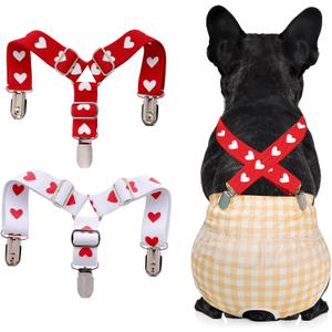 2Pcs Adjustable Dog Diaper Suspenders - Female Dog Diaper Keeper for Skirts, Dresses & Pants (Small)