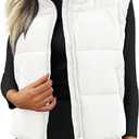 Cityork Women's Puffer Vest Lightweight Sleeveless Winter Outerwear Full Zipper Warm Padded Gilet Jacket Coat with Pockets (White, M)