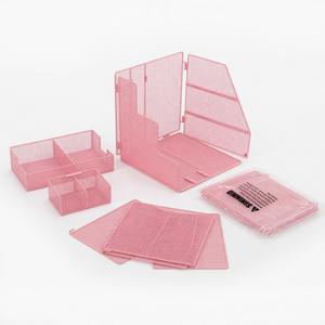 Pink mesh table desk organizer, Office, 9*5 in
