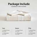 WARMDERN Khaki Striped Weave Duvet Cover King Size, White Knit Boho Duvet Cover Set, Microfiber Textured Bedding Set with Zipper Closure and Corner Ties (Khaki, King)