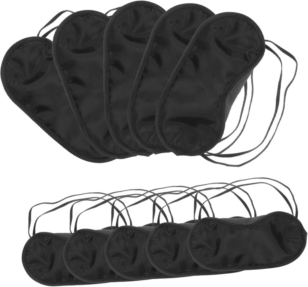 Beaupretty 10pcs Disposable Eye Masks Comfortable Eye Covers for Sleeping and Travel Soft Polyester Blindfolds for Light Blocking for Women and Men