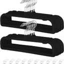 Pants Hangers Non Slip - 20 Pack Velvet Hangers for Closet - Thin Space Saving Clothes Hanger - Strong, Durable, Perchas Terciopelo with 360 Rotatable Hook for Jean, Tank Top, Bra, Shorts (Black)