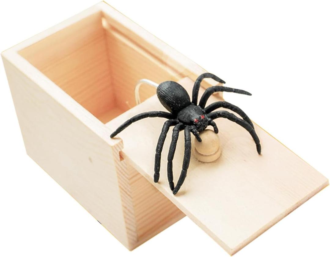 Winbar Rubber Spider Trick Box, Handmade Wooden Trick Surprise Box Spider Hidden in One Box Trick Toys for Adults and Children Pranks for Adults Stuff