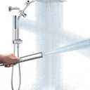 Veken 10" Luxurious All Metal Rain Shower Head with Handheld Spray Combo, High Pressure Rainfall Square Shower Heads with Extention Arm, Wide Dual Showerhead, Bathroom Accessories, Chrome, Silver