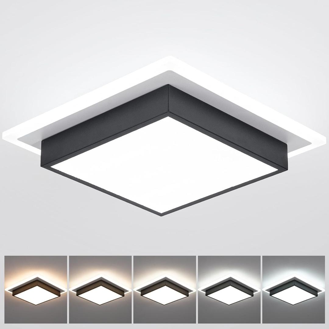 EIDISUNY Modern LED Ceiling Light, 13 Inches Square Ceiling Light, 5CCT Flush Mount Ceiling Light, Hallway Ceiling Lighting Fixtures for Living Room Bedroom Bathroom Kitchen
