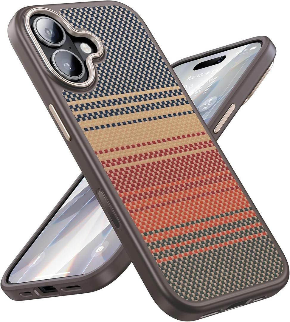 Maledan for iPhone 17 Case Carbon Fiber - Slim Case for iPhone 17 [Camera Control][Fit for Magsafe][Caseless Feel] Shockproof Magnetic iPhone17 Phone Bumper Case Cover, TPU & 1500D Aramid-NOT Printed (iPhone 17 - 6.3 inch, Sunset)