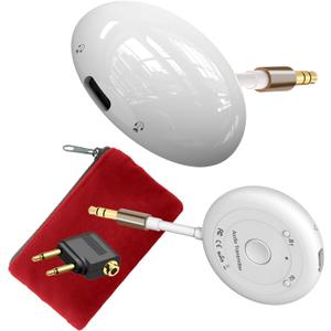 Airplane Bluetooth 5.3 Transmitter Adapter-Low Latency Wireless Audio for AirPods/Earbuds/Headphones on Flights, Gym, TV, with 3.5mm AUX Jack (White)