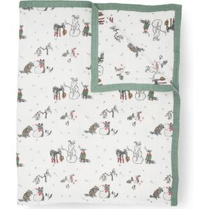 Little Unicorn Premium Quilted Throw | Super Soft, Multi-Layered Muslin XL Blanket| Great for Kids & Families (Snow Day) (60" x 72")