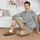 Mens Slip-On Moccasin Slippers, Warm Winter Microsuede House Shoes with Memory Foam, Indoor and Outdoor Loafer Style (11-12, Tan)